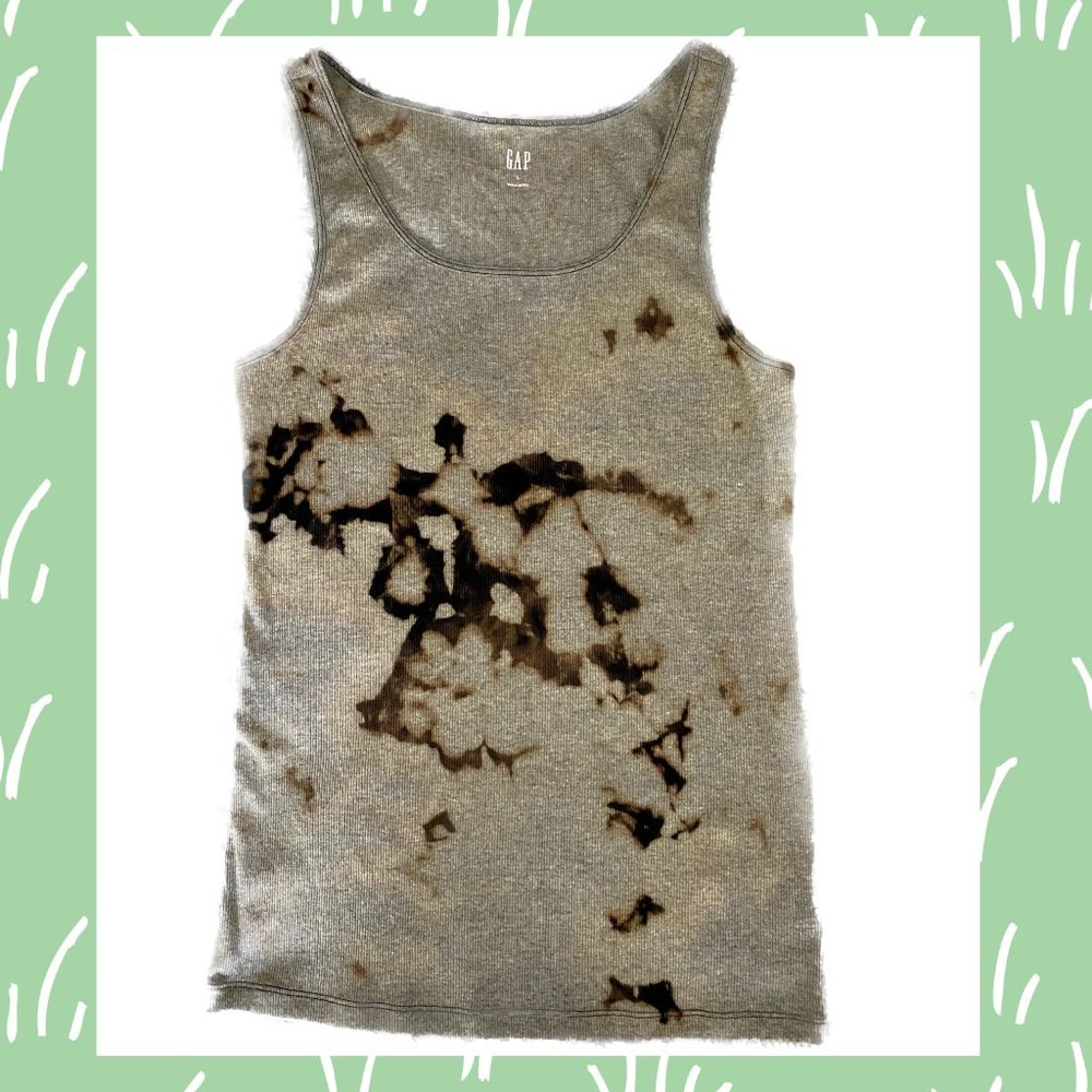 NWOT Gap Bleach Dye Black Tank Top Size Large